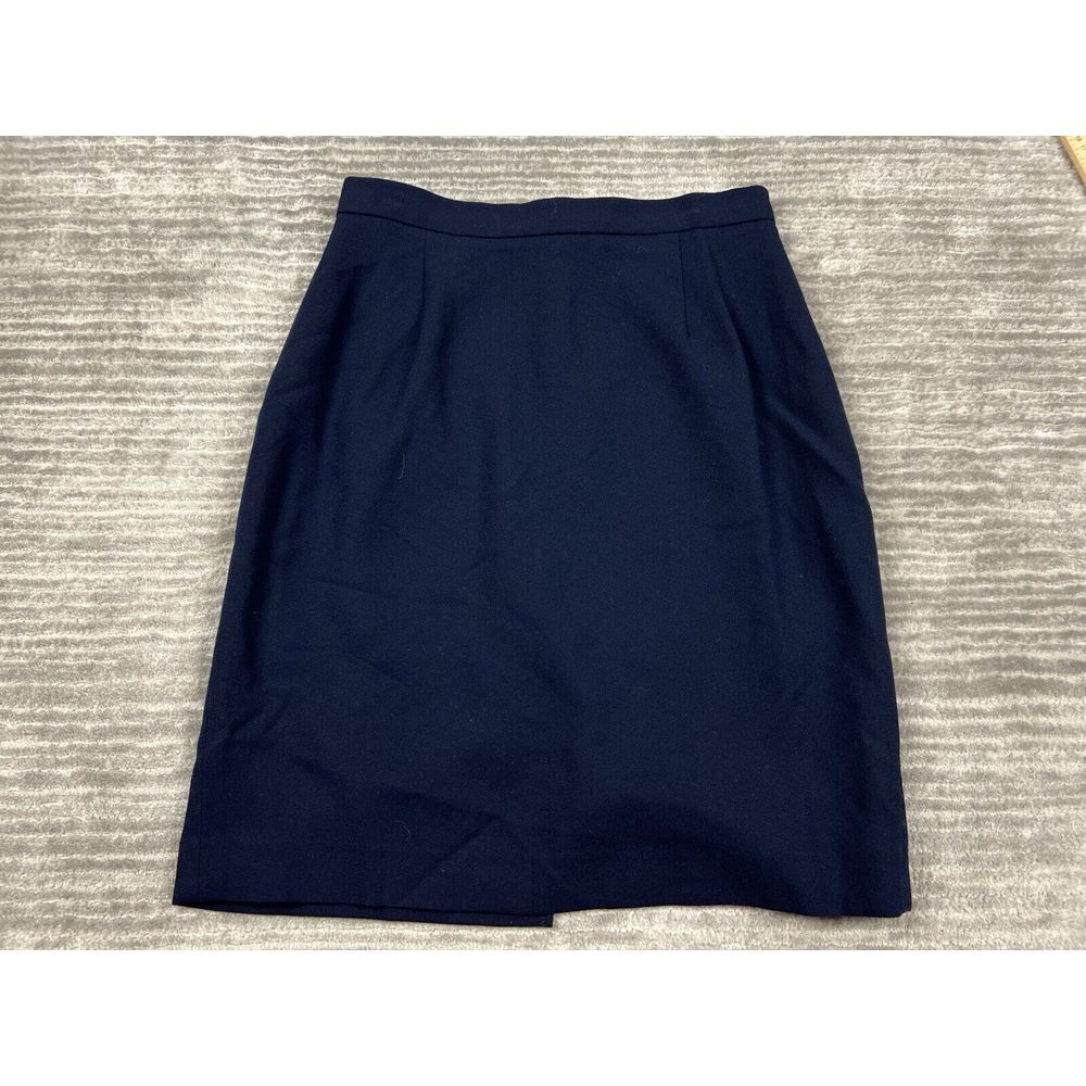 Vintage Mona Lee Skirt Womens 10 Blue Lined Wool Pencil Made in USA